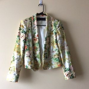 Zara Floral Print Crop Blazer